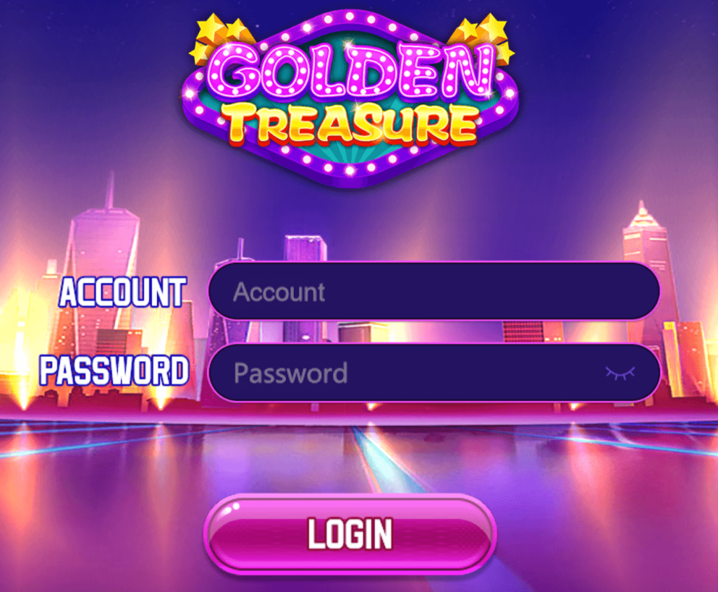 Golden Treasure mobi Login screen