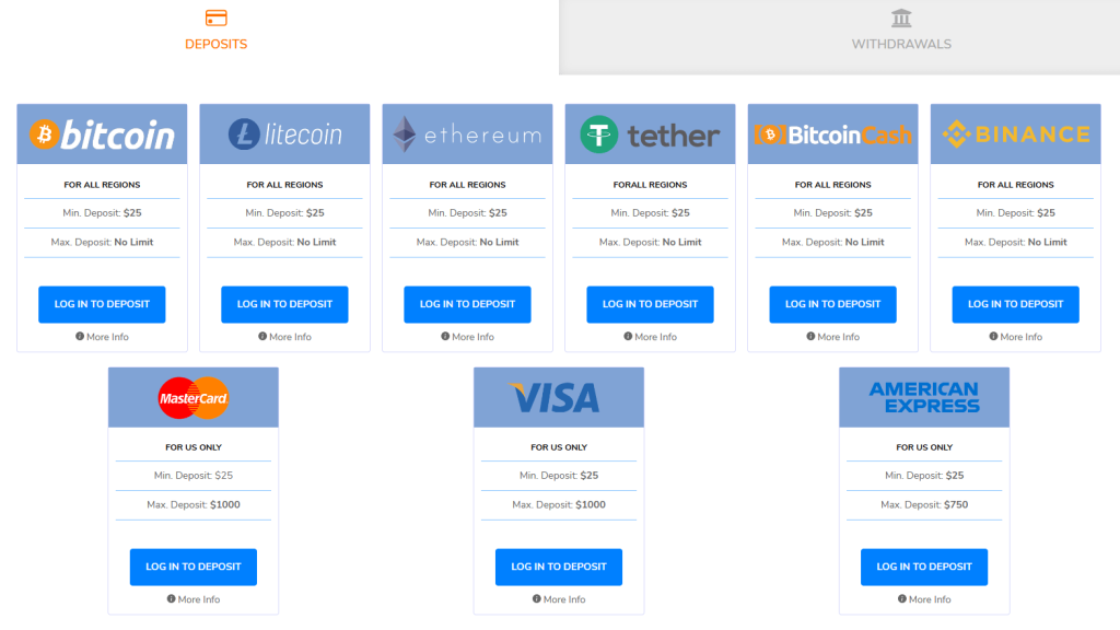 deposit methods at jackspay casino