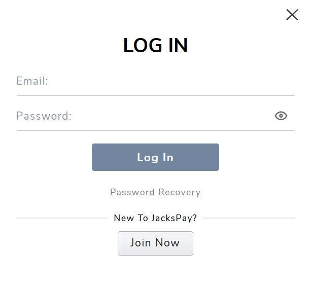 jackpay casino login modal window